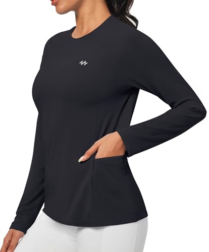 Rash Guard for Women UPF 50+ SPF UV Protection Long Sleeve Workout Tops Swim Shirt Dry Fit Sun Shirts with Pockets