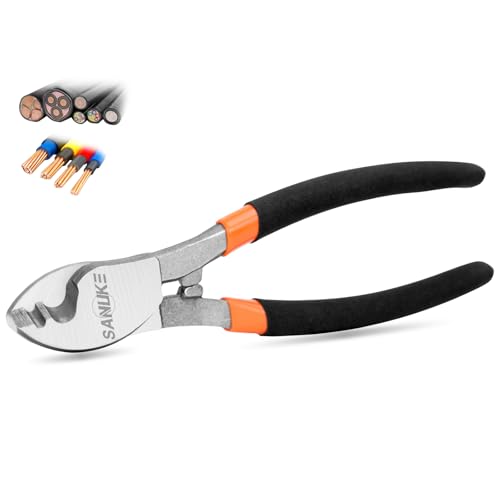 Sanuke Cable Cutters, 6-Inch High Leverage Cable Cutter Heavy Duty-Multifunctional Compact Sharp Cutting for Aluminum, Copper, Wire, Communications Cable