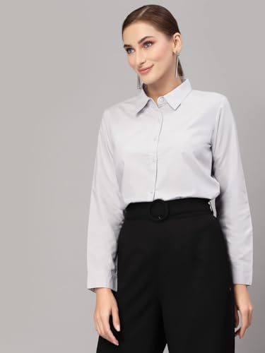 Image of Style Quotient Women Solid Polycotton Regular Formal Shirt