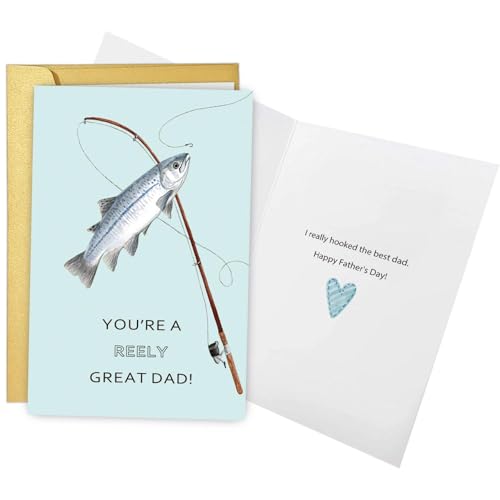 Obbyidk Humor Fishing Father's Day Card for Dad, Funny Pun Fathers Day Card from Daughter Son, You Are A Really Great Dad
