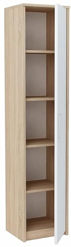 MATKAM Schmaler Schrank Schlafzimmer - Mehrzweckschrank B40 H182 T35cm - Regal Schmal mit Türen - Kleiderschrank mit 4 Bretter - Allzweckschrank für Schlafzimmer, Wohnzimmer, Büro - Sonoma Eiche/Weiß MATKAM Schmaler Schrank Schlafzimmer - Mehrzweckschrank B40 H182 T35cm - Regal Schmal mit Türen - Kleiderschrank mit 4 Bretter - Allzweckschrank für Schlafzimmer, Wohnzimmer, Büro - Sonoma Eiche/Weiß