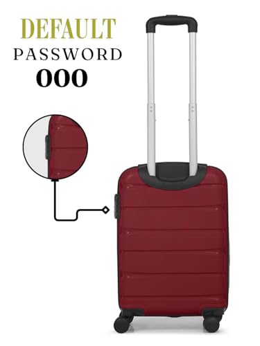 Image of Teakwood Unisex Trolley Bag, Hard Side Cabin, Lock System 360 Degree 8 Wheel Suitcase (S, Maroon)