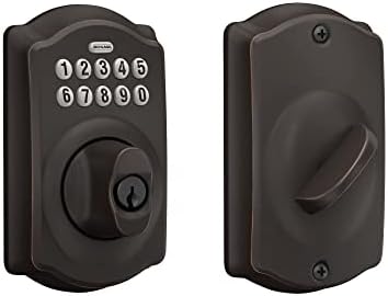 Schlage BE365 V CAM 716 Camelot Keypad Deadbolt, Electronic Keyless Entry Lock, Aged Bronze