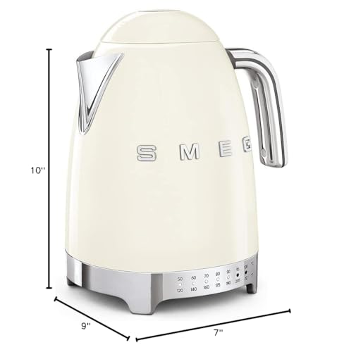 Smeg 50's Retro 7 Cup Stainless Steel Variable Temperature Electric Kettle with 7 Temperature Settings, Led Display, Swivel Base and Keep Warm Function Cream KLF04CRUS - Image 7