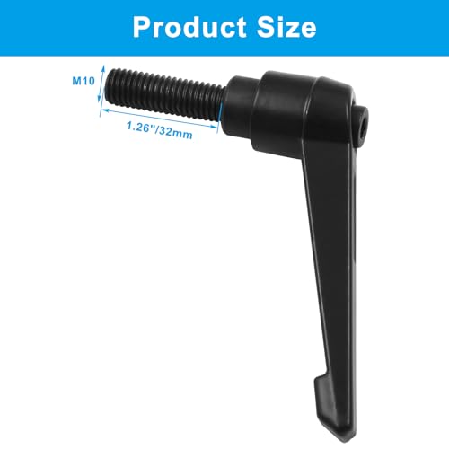 Image of BokWin 2 Pcs Adjustable Handle Clamping Lever M10x32mm Ratchet Male Threaded Stud Knob Ratchet Push Button Lever(Black)