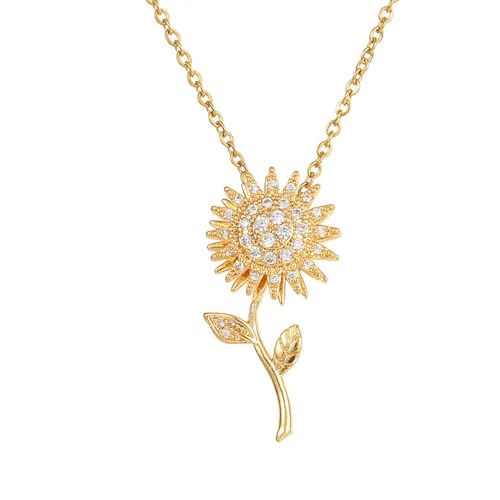 Collar Plata Mujer, Girasol Collar y Colgante, Charms Colgante Girasol, Regalos para Mujer y Niñas con Bonita Caja de Regalo