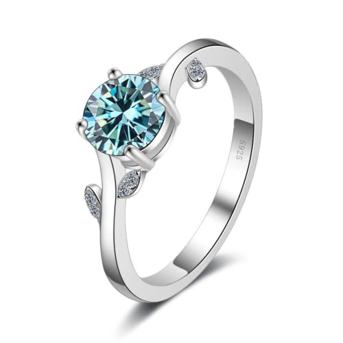 Bague anniversaire moissanite bleue 1 ct cadeau de fiançailles