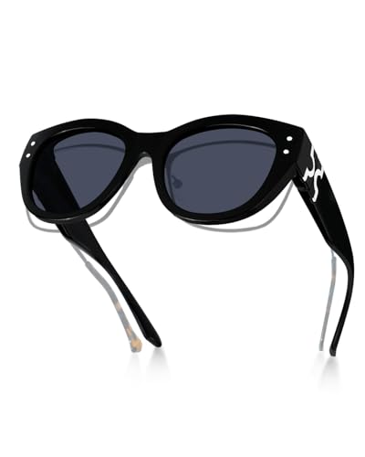 Meeloog Polarized Sunglasses Fit Over Glasses For Women, Trendy Round Sun Glasses Lightweight Wrap Around Shades MST0080