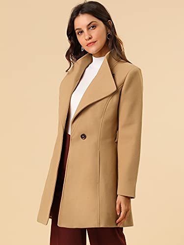 Image of Allegra K Women's Winter Elegant Stand Collar Overcoat Long Belted Pea Coat