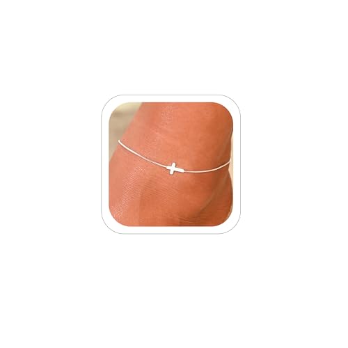 Image of Anklets for Women 14K Gold Plated Anklets Waterproof Ankle Bracelets for Women Silver Ankle Bracelet Layered Cross Satellite Bowknot Flower Pearl Beach Anklets Cute Jewelry Gift