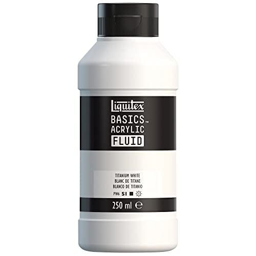 Liquitex 8870428 Basics Fluid - Peinture acrylique à consistance fluide, à séchage rapide, résistante à la lumière, imperméable, à base d'eau, Flacon de 250 ml, Blanc de Titane