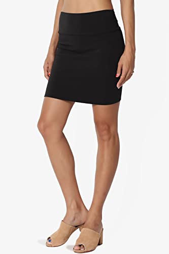 Themogan Women's Stretch Cotton High Waist Layered Tube Mini Skirt Black M #TOP3