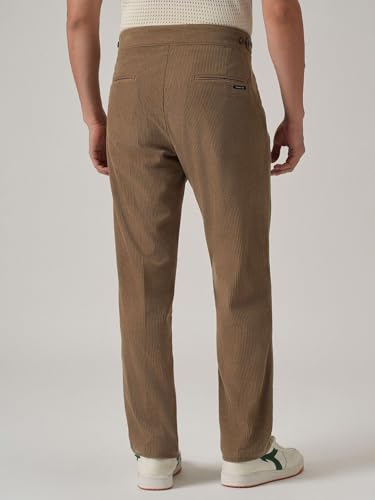 Image of Banana Club Men's Corduroy Gurkha Pants - Classic Cream Cotton Trousers with Regular Fit and Distinctive Waist Design for Casual Wear