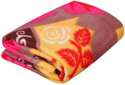 Bezzilish Home Floral Single Bed Size Fleece Blanket- Pack of 1 (Woollen Blend, Multicolor)