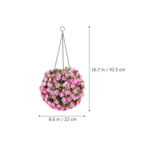 Image of DOITOOL Solar Flower Chandeliers Hanging Topiary Balls Outdoor Led Pink Artificial Plants Decorative Lights for Garden Patio Wedding 8.25X8.65X16.7 Inches