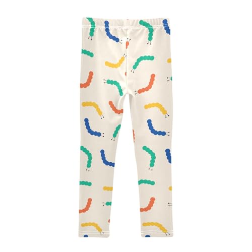 Colorful Caterpillar Girls Leggings,Workout Leggings for Girls Toddler Athletic Leggings Size for 3-10T2
