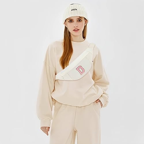 Image of MAXTOP Birthday Gifts for Women Men,Personalized Initial Letter Patch Fanny Pack Crossbody Bag with 3-Zipper Christmas Gift Trendy Stuff for Daughter Sister Her,Beige D