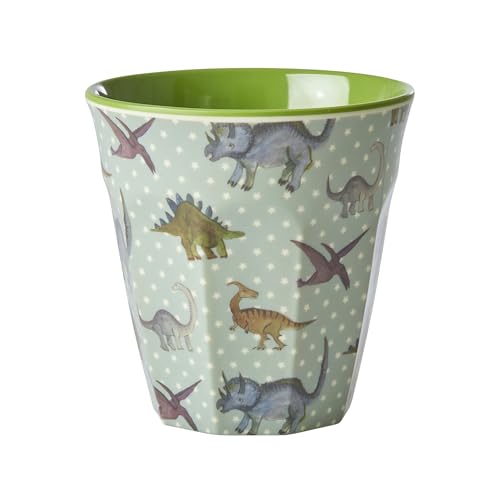 Rice Medium Melamin Kinder Becher grau blau - New Dino Print