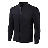 INTBOSS Wetsuit Top Men,2mm Mens Wetsuit Top 3mm Long Sleeve Wetsuit Jacket Men Front Zip Warm Wets