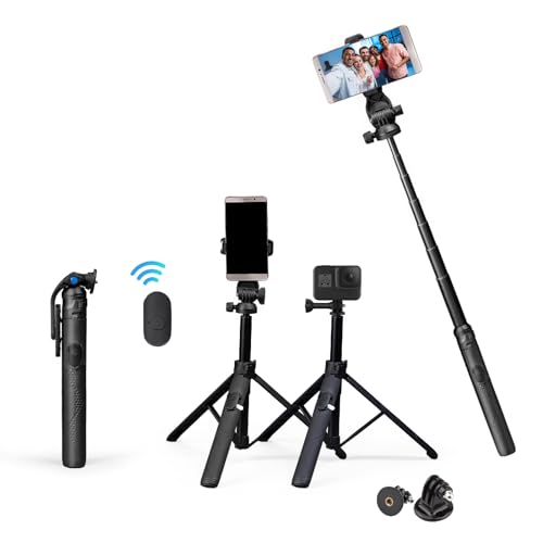 DIGITEK® (DTR-525 SS) 160 CM Long Tripod Selfie Stick with Wireless Remote, Aluminum Rod with 3 Legs Base, 360° Head, GoPro Adapter, 7 Section Adjustment – Compatible with Phones & Action Cameras DIGITEK® (DTR-525 SS) 160 CM Long Tripod Selfie Stick with Wireless Remote, Aluminum Rod with 3 Legs Base, 360° Head, GoPro Adapter, 7 Section Adjustment – Compatible with Phones & Action Cameras