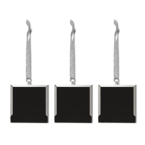 Mimosa Moments Bling Picture Frame Ornament For Christmas Tree & Wedding & Holiday, 3Pcs 3X3 Hanging Frames(Set Of 3 – Silver-Tone With Silver Glitter Mat) #TOP3