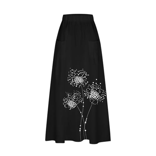 Plus Size Skirts for Women 2025 Trendy Dandelion Printed Skirt Casual Flowy Skirts with Pockets Boho Floral Skirt3