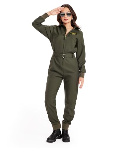 Tipsy Elves' Women's Pilot Costume Green Military Flight