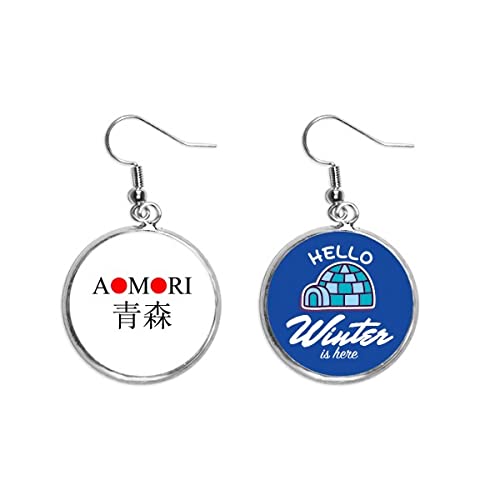 Pendientes Aomori Japón de sol rojo colgantes estilo joyería de invierno