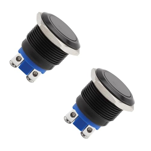 Pulsador Momentáneo 22mm, 2 Piezas Botón Interruptor Impermeable, Interruptores De Botón Pulsador...