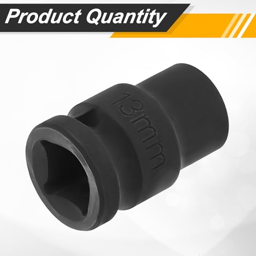 Image of HARFINGTON 1 /2 inch Drive x 13mm Shallow Impact Socket 12-Point Metric CR-V Steel Spindle Nut Impact Flip Sleeve for Home Auto Nuts Bolts Repair