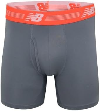 New Balance Men's Performance Boxer Briefs with Fly, Breathable Stretch Underwear, Moisture Wicking, Soft Waistband (3 Pack)