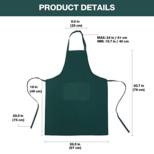 atopo 4 Stück Köche Schürze, Schürze für Männer Frauen, Wasserdichte Schürzen mit 2 Taschen, Verstellbarem Nackenband Schürzen für Küche Kochen Backen Garten BBQ (Grün
