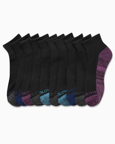 Body Glove Girls' 10 Pack Performance Cushion Athletic Quarter Cut Socks - Kids Running Socks for Girls3