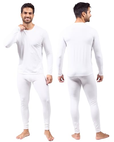 La Mejor Selección de Pantalones térmicos para Hombre los mejores 5. 46 Alfani - Conjunto Térmico Premium Hombre, Playera Manga Larga Y Pantalón Afelpado Polar, Ropa Interior Invierno - Blanco-G
