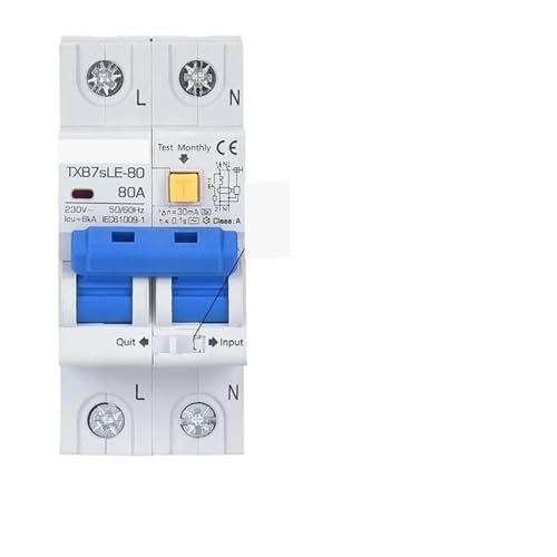 Disjoncteur différentiel type A 80A 30mA pour protection contre les fuites