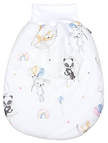 TupTam Baby Strampelsack Schlafsack mit breitem Bund Winterschlafsack für Mädchen Jungen Babyschlafsack, Farbe: Tiere/Luftballons/Mond, Größe: 6-12 Monate