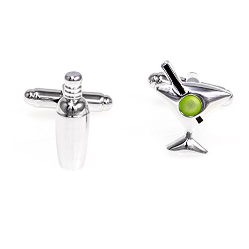 MRCUFF Martini and Shaker Mixed Drinks Pair Cufflinks in a Presentation Gift Box & Polishing Cloth