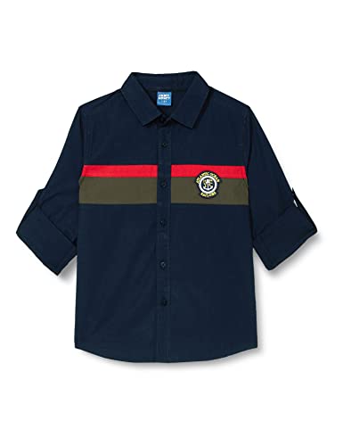 Image of Amazon Brand - Jam & Honey Boy's Regular Shirt (JH-NAU-SHR-02 Navy 3 6-7 Years)