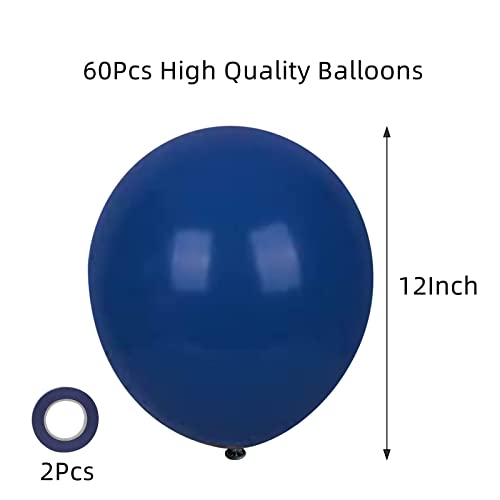 Image of Navy Blue Latex Balloons 12inch, 62pcs Helium Dark Blue Balloons for Party Decorations Cowboy or Arch Decor, Matte Blue Balloon for Birthday, 4th of July, Baby Shower, Wedding, with Ribbon