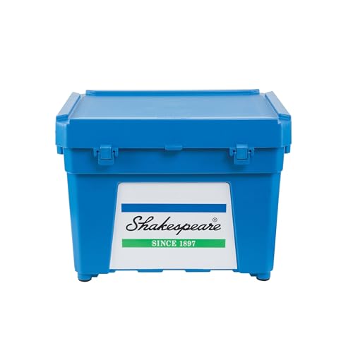 Shakespeare Caja de asiento, tamaño único, caja de almacenamiento, gestión de aparejos, fuerte y resistente al agua, gran almacenamiento de aparejos de pesca, cierre de doble bloqueo, tapa extra