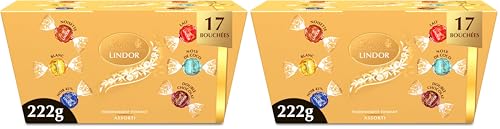 Lindt - Ballotin LINDOR - Assortiment de chocolats - Cœur Fondant, 222g (Lot de 2)