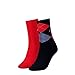 Produktbild Tommy Hilfiger Damen Socken, 2er Pack, Mehrfarbig (midnight blue 563/Rot), 39/42