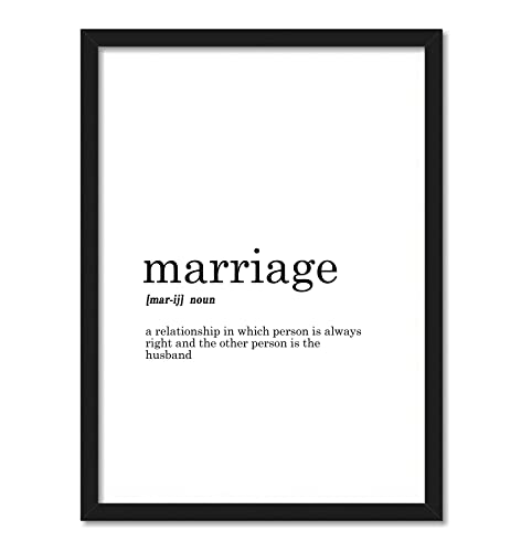 Good Hope Marriage Definition Funny Quote Frame Poster | Dictionary Framed Poster | Black & White Print A4 Size 10inch x 13inch For Wall Decoration Gift For Couple Husband & Wife Hostel & Room Decor Photo Frame