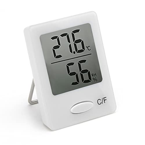 Thermometer Hygrometer Innen, Thermo-Hygrometer Innen Hygrometer Feuchtigkeit Raumthermometer mit Hohen Genauigkeit, für Innenraum, Babyraum, Wohnzimmer, Büro(Weiß) Cover