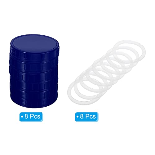PATIKIL 86mm Wide Mouth Plastic Mason Jar Lids, 1Set/8 Pack Canning Jars Caps with Silicone Sealing Ring for Kitchen Storage Drak Blue - Image 3