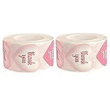NUOBESTY 2 Rouleaux Merci Coeur Merci Autocollants Rose Merci Autocollants Mariage Autocollants Vous Autocollants Coeur