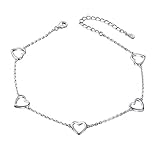 DAOCHONG Love Heart Anklet for Women S925 Sterling Silver Adjustable Foot Plus Ankle Bracelet