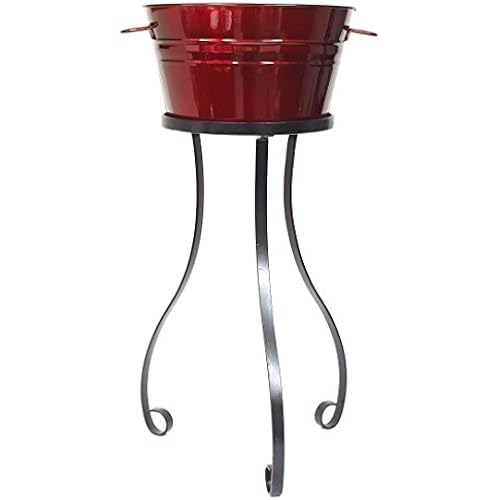 HIT 8020E GA Galvanized Heavy Gauge Steel Beverage Tub with Iron Stand, 13.5 by 30-Inch, Glazed Apple