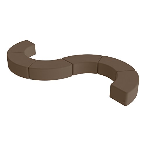 Image of Sprogs 12 inch H Structured S-Curve Stool -Flexible Modular Collaborative Soft Seating for Office, Home, Lounge and School Classrooms with Durable Frame & Set of 6 inch Legs Add-on -Chocolate
