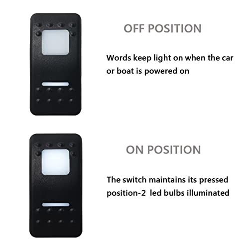 Image of 12V 20A /24V 10A White Led 5P ON-Off Rocker Switch for Marine Vehicle Yacht RV Camper with Jumper Wire Set, Waterproof IP66 (5pin on-Off)